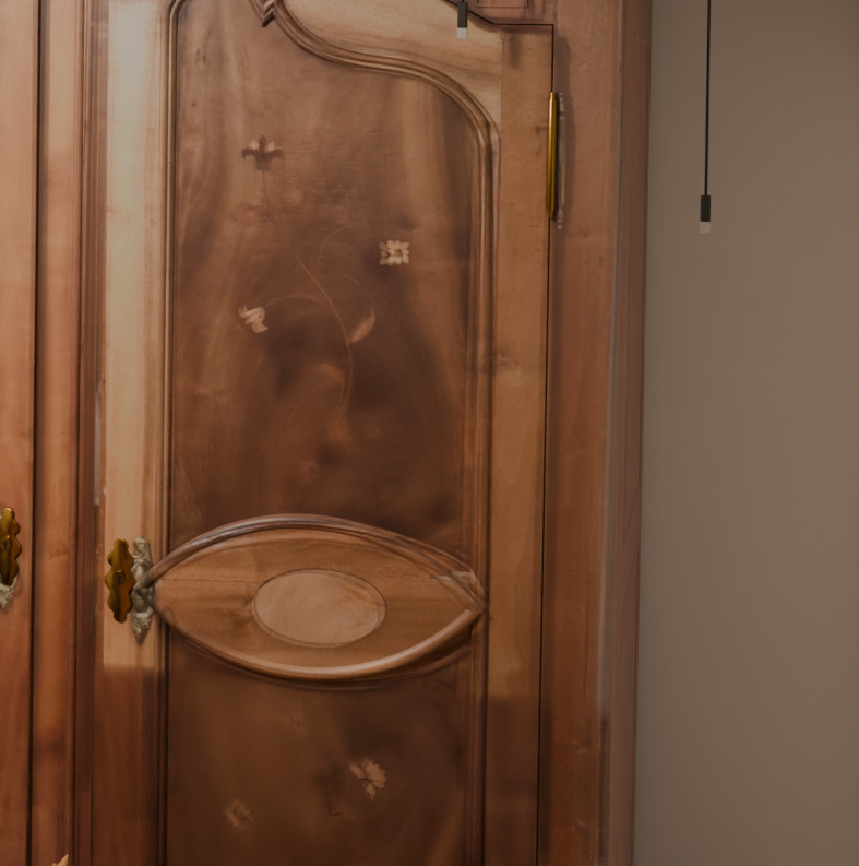 The model of the wardrobe door rendered from the photo's camera position